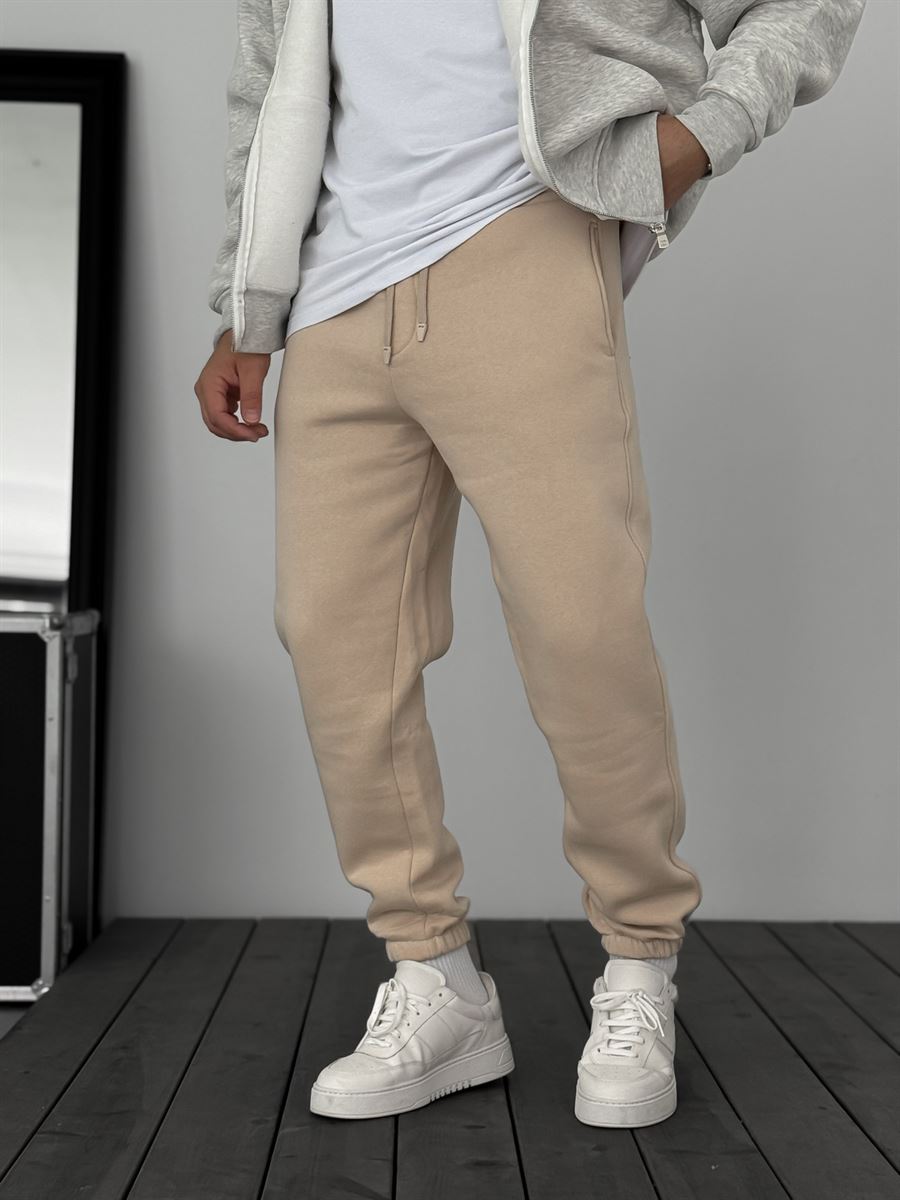 Fleece-Lined Sweatpants with Elastic Hem
