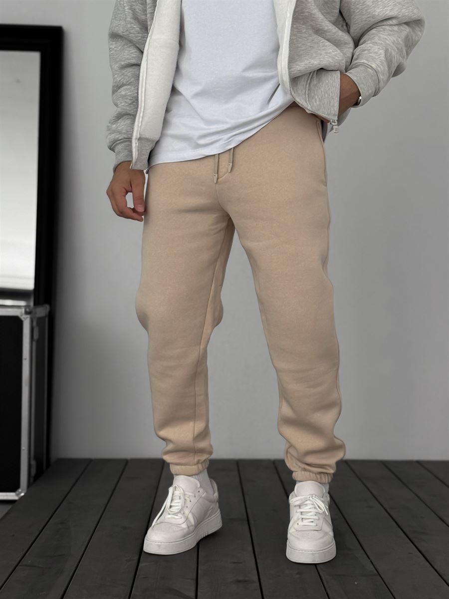 Fleece-Lined Sweatpants with Elastic Hem