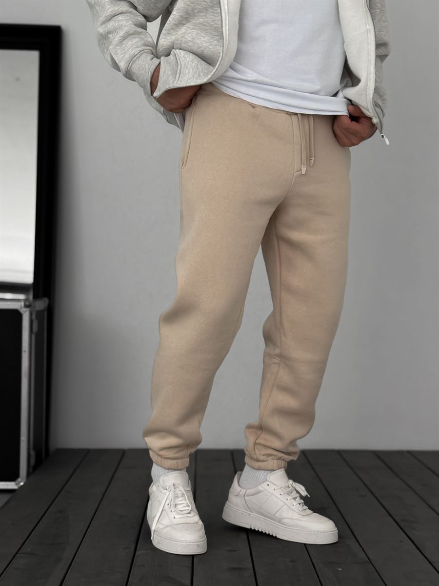 Fleece-Lined Sweatpants with Elastic Hem