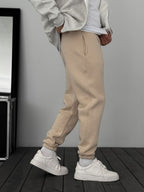 Fleece-Lined Sweatpants with Elastic Hem