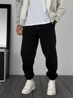 Fleece-Lined Sweatpants with Elastic Hem