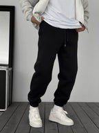 Fleece-Lined Sweatpants with Elastic Hem