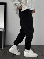 Fleece-Lined Sweatpants with Elastic Hem