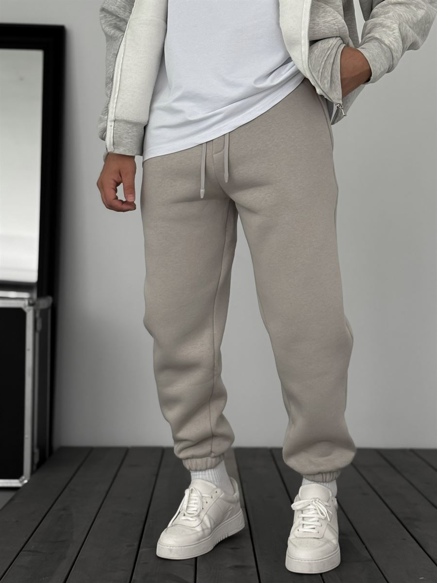 Fleece-Lined Sweatpants with Elastic Hem