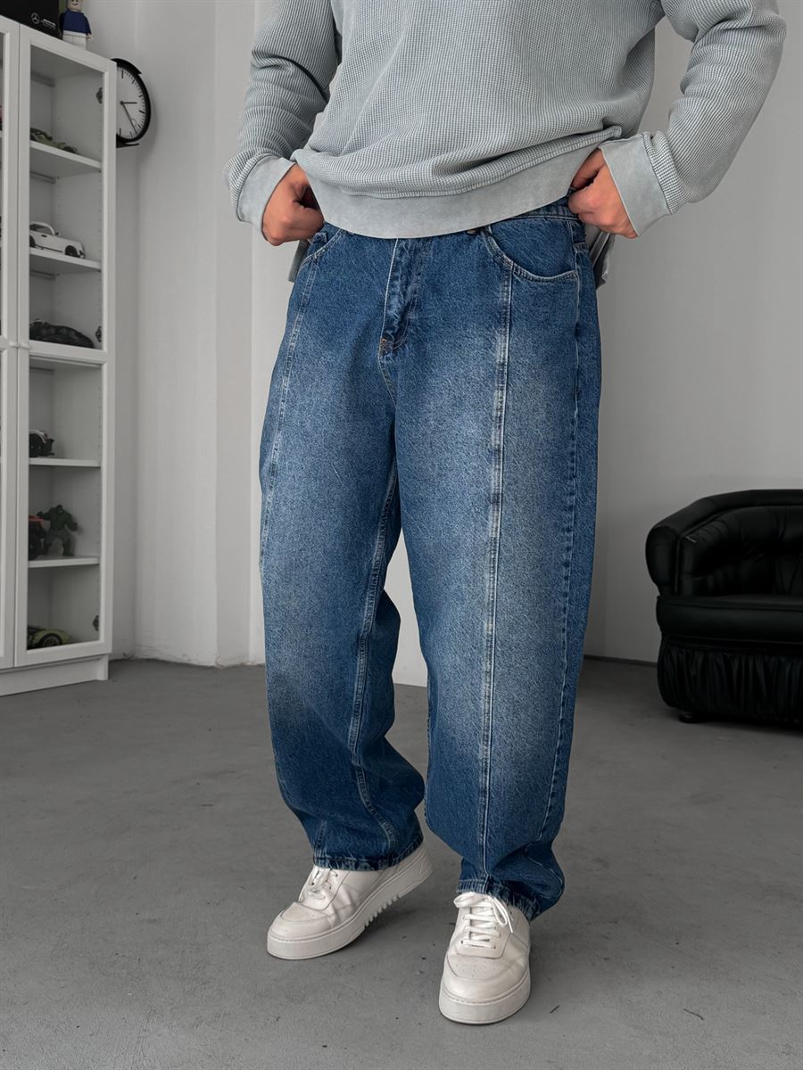 Blue Front Stitched Baggy Jeans KE-924/925/926