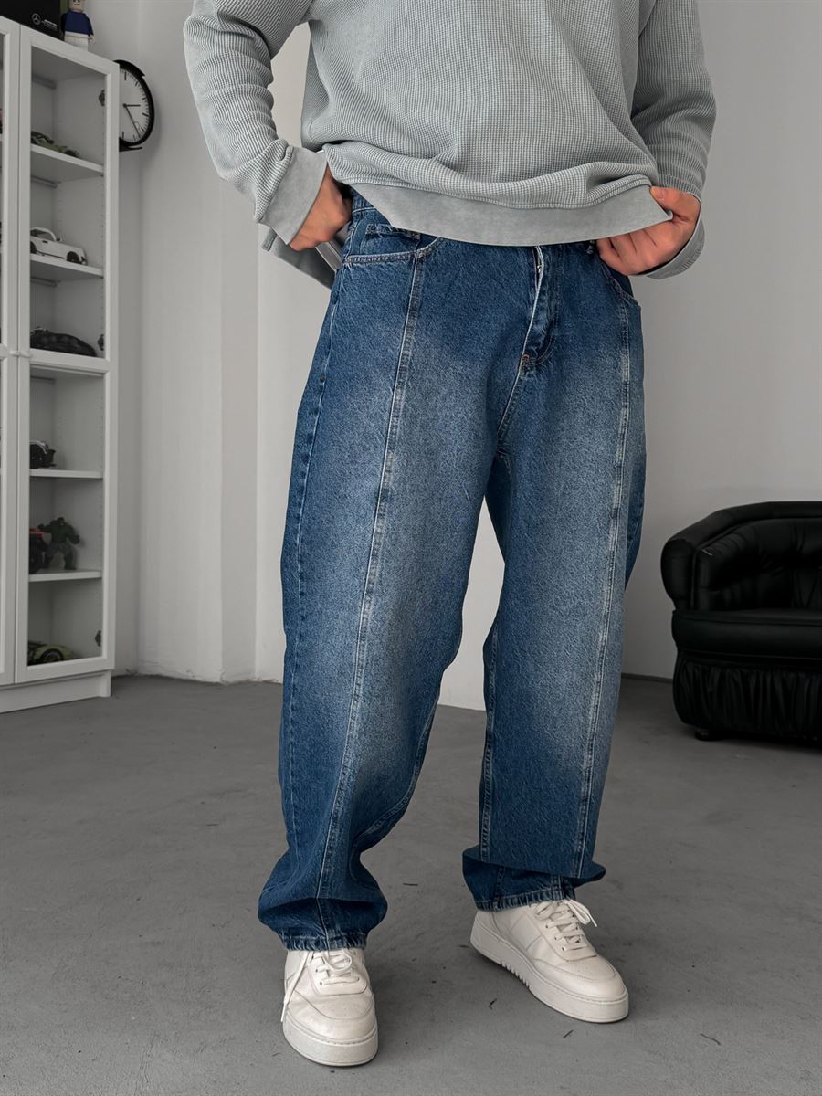 Blue Front Stitched Baggy Jeans KE-924/925/926