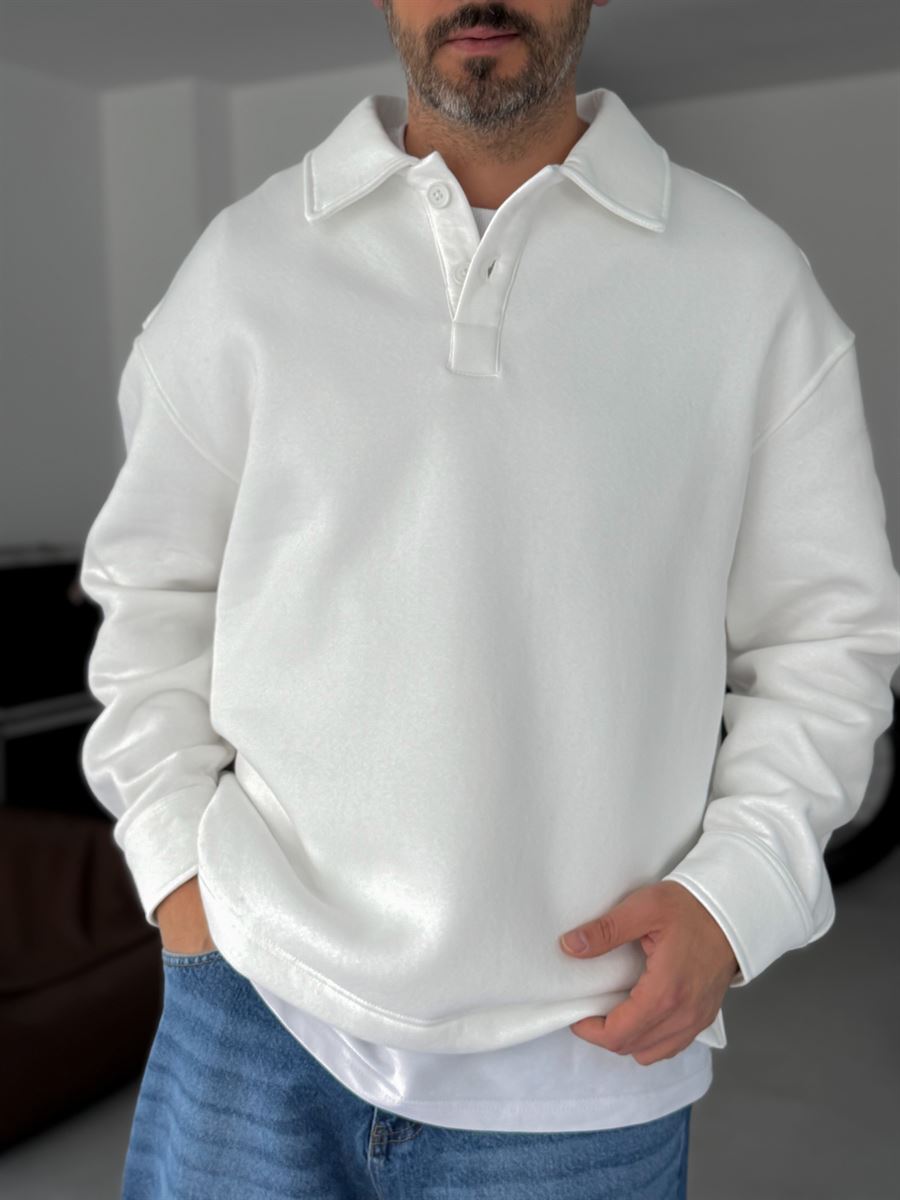 Buttoned Collar Sweatshirt