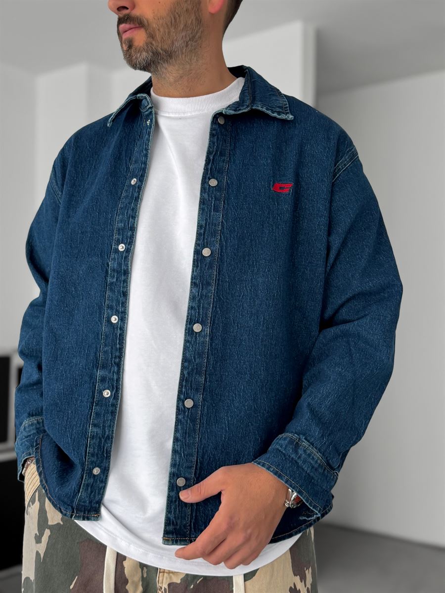C-Embroidered Jean Shirt
