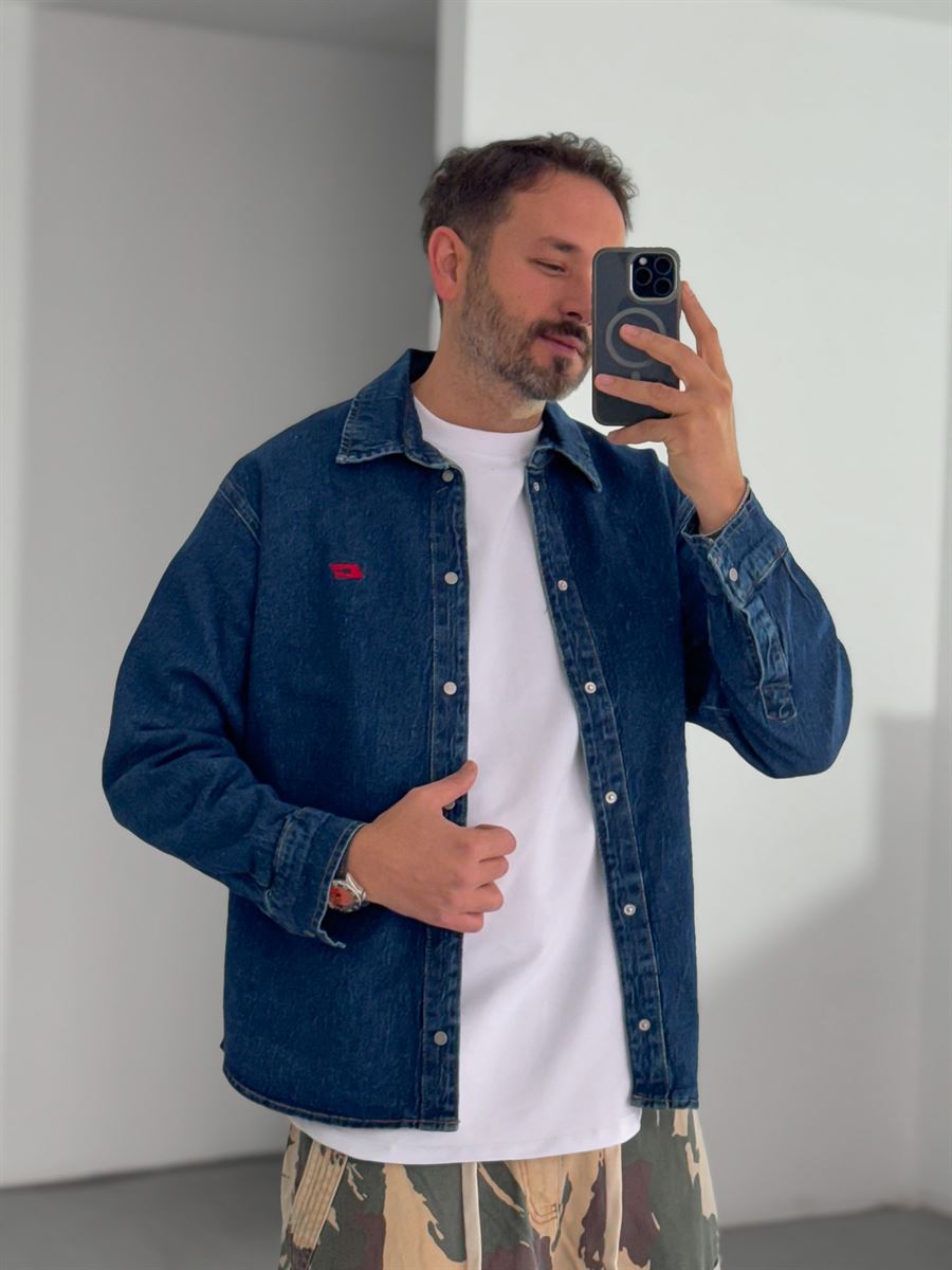 C-Embroidered Jean Shirt