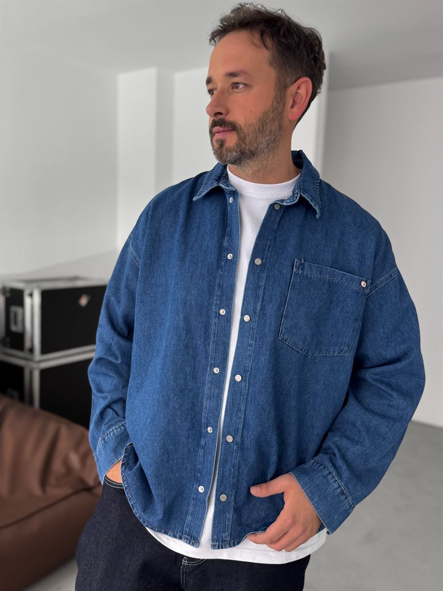 Jean Shirt with Logo Pocket