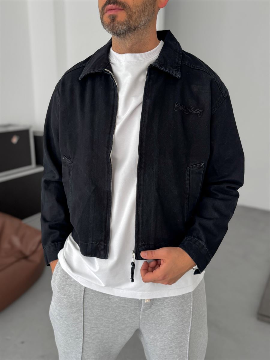 Embroidered Text Zipped Jacket