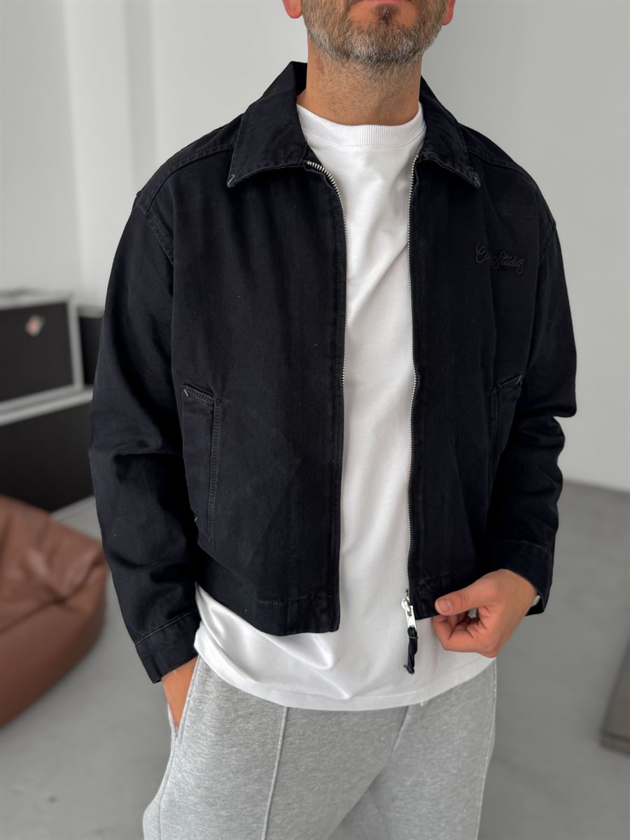 Embroidered Text Zipped Jacket