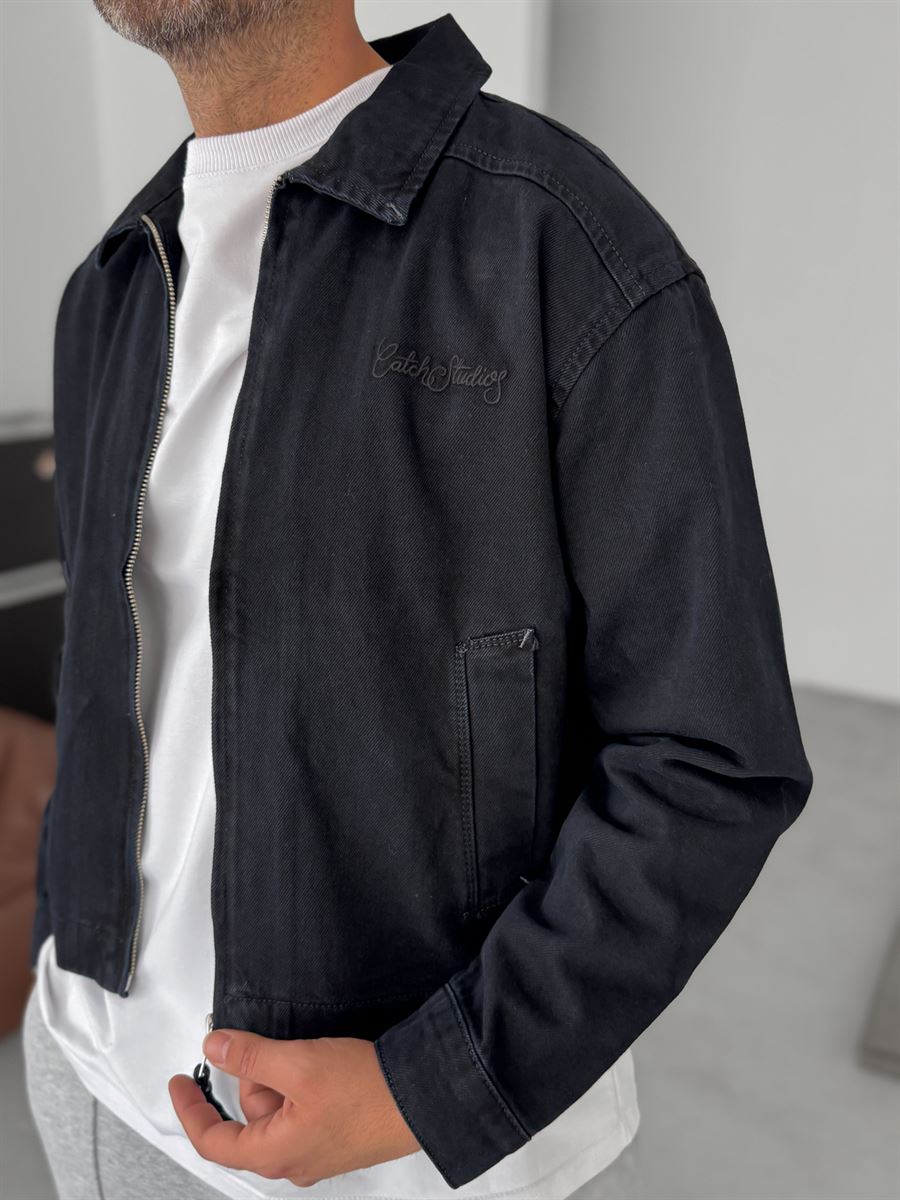 Embroidered Text Zipped Jacket