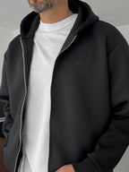 C-Embossed Zipped Scuba Sweatshirt