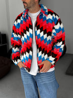 Mixed Patterned Plush Sweatshirt