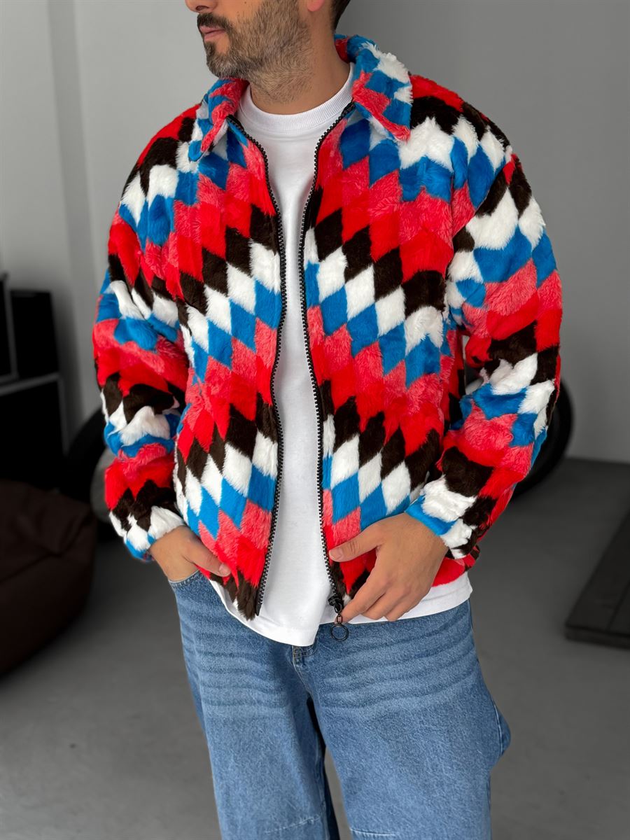 Mixed Patterned Plush Sweatshirt