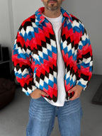 Mixed Patterned Plush Sweatshirt