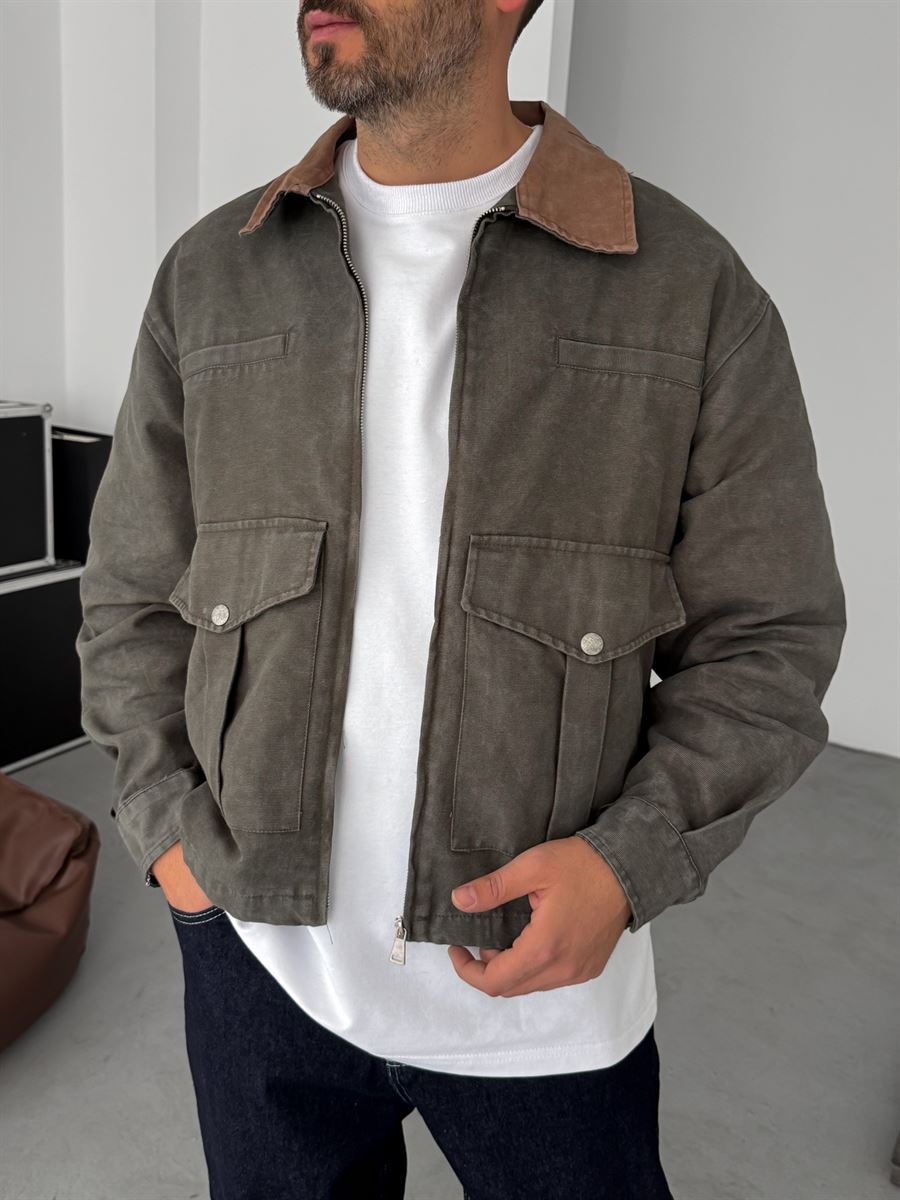 Collar and Pocket Detailed Jacket