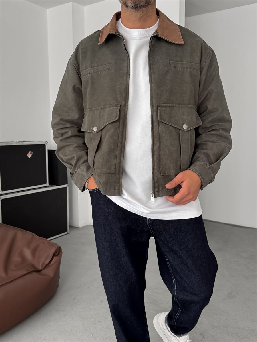 Collar and Pocket Detailed Jacket