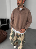 Buttoned Collar Washed Sweatshirt