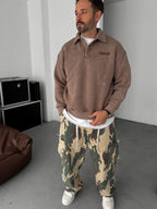 Buttoned Collar Washed Sweatshirt