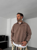 Buttoned Collar Washed Sweatshirt