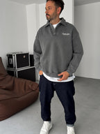 Buttoned Collar Washed Sweatshirt