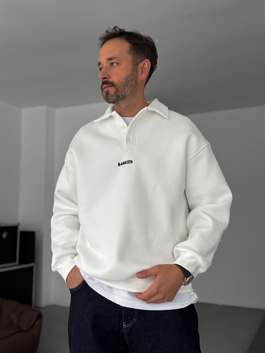 Embroidered Collared Sweatshirt