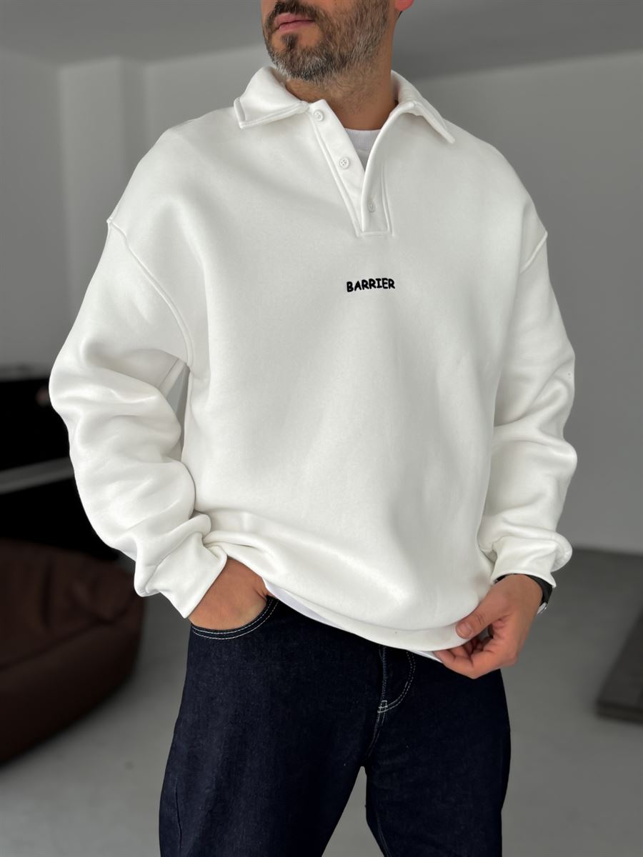 Embroidered Collared Sweatshirt