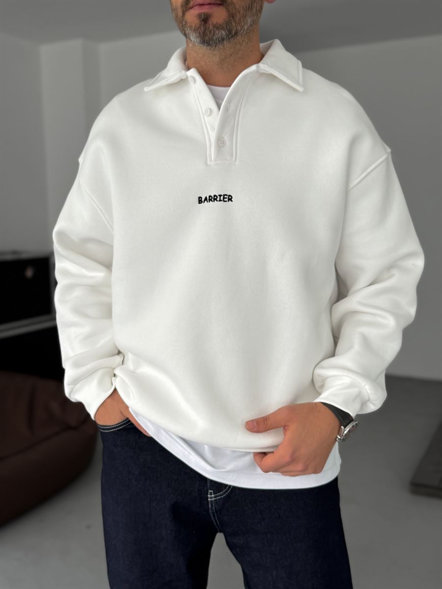 Embroidered Collared Sweatshirt