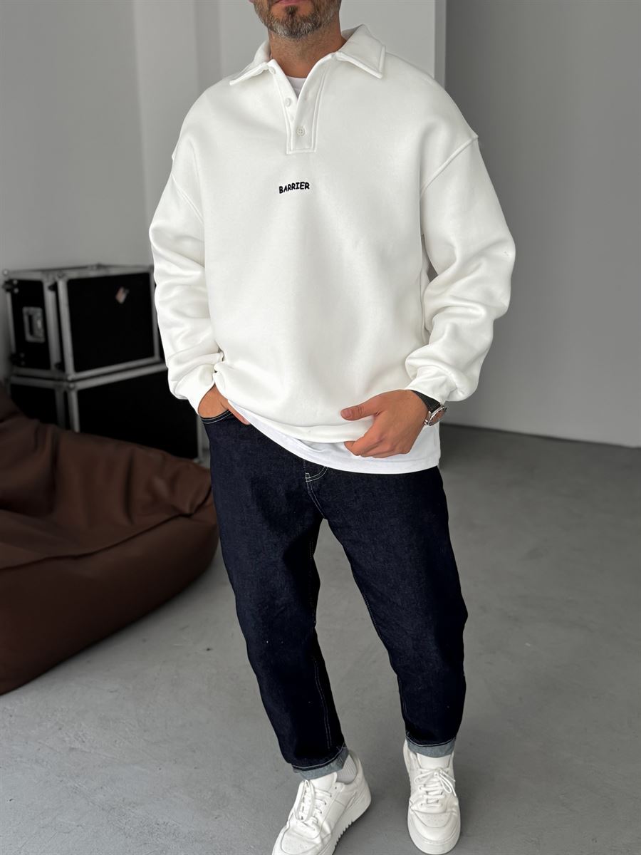 Embroidered Collared Sweatshirt