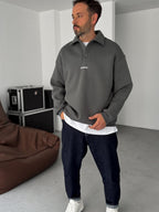Embroidered Collared Sweatshirt