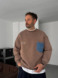 Front Denim Pocket Sweatshirt