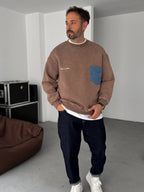 Front Denim Pocket Sweatshirt