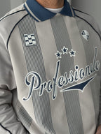 Striped Printed Collared Sweatshirt