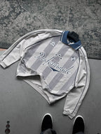 Striped Printed Collared Sweatshirt