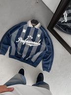 Striped Printed Collared Sweatshirt