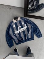 Striped Printed Collared Sweatshirt