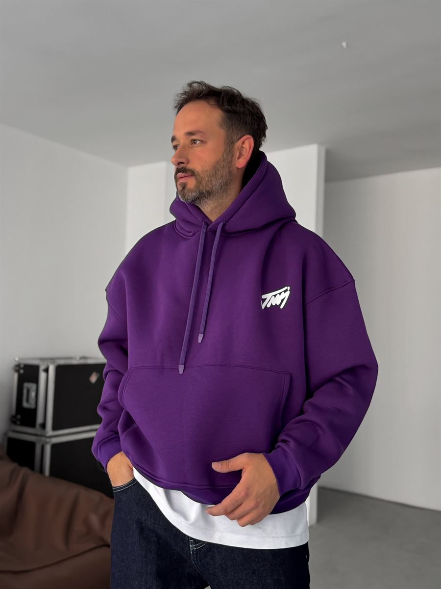 Basic Printed Hooded Sweatshirt