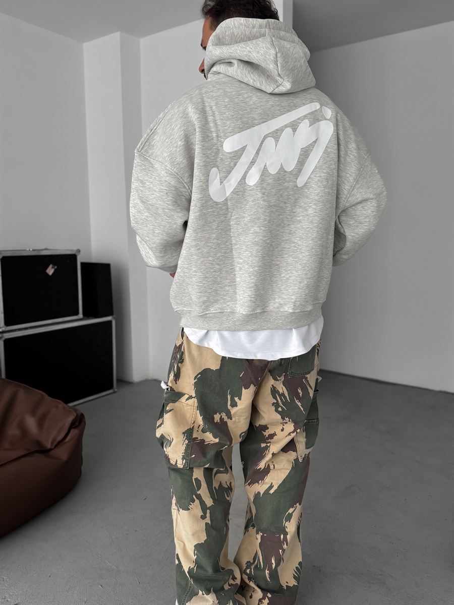 Basic Printed Hooded Sweatshirt