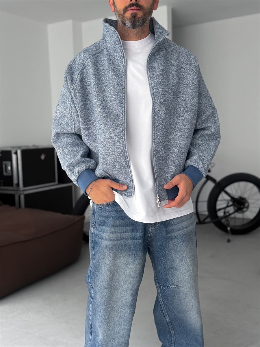 Zipped Melange Bomber Jacket