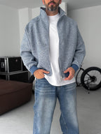 Zipped Melange Bomber Jacket