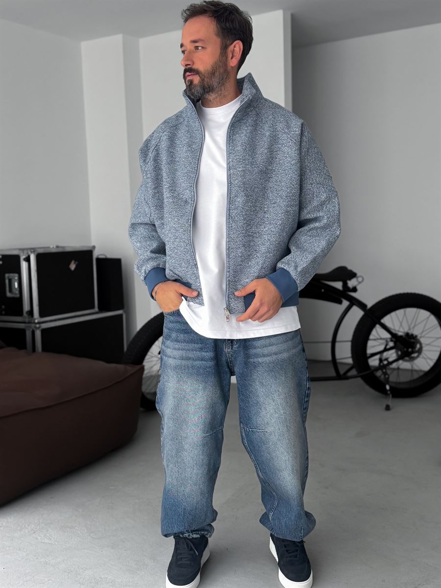 Zipped Melange Bomber Jacket