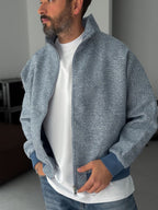 Zipped Melange Bomber Jacket