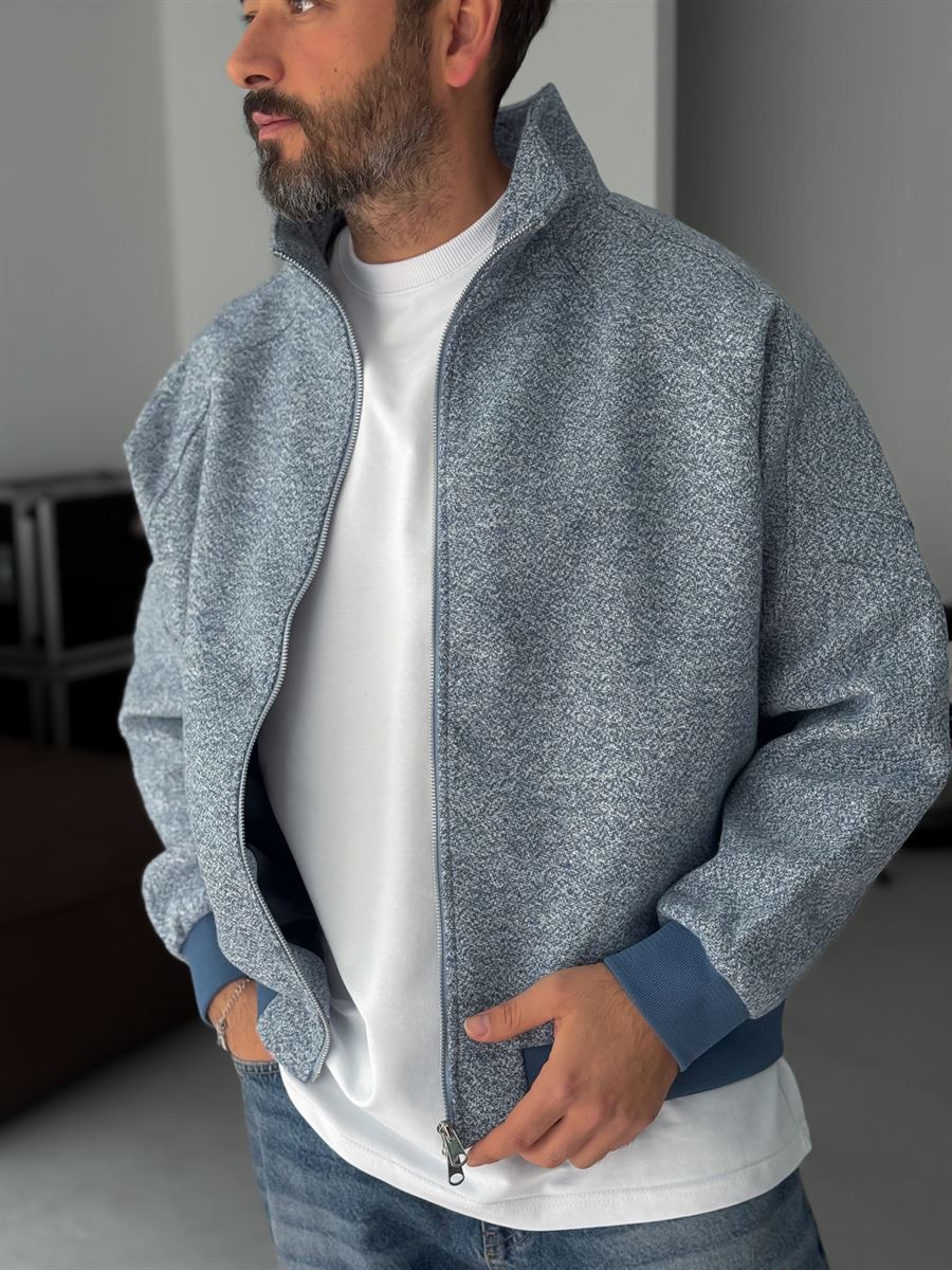 Zipped Melange Bomber Jacket