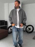 Zipped Melange Bomber Jacket