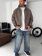 Zipped Melange Bomber Jacket