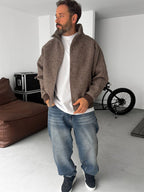 Zipped Melange Bomber Jacket