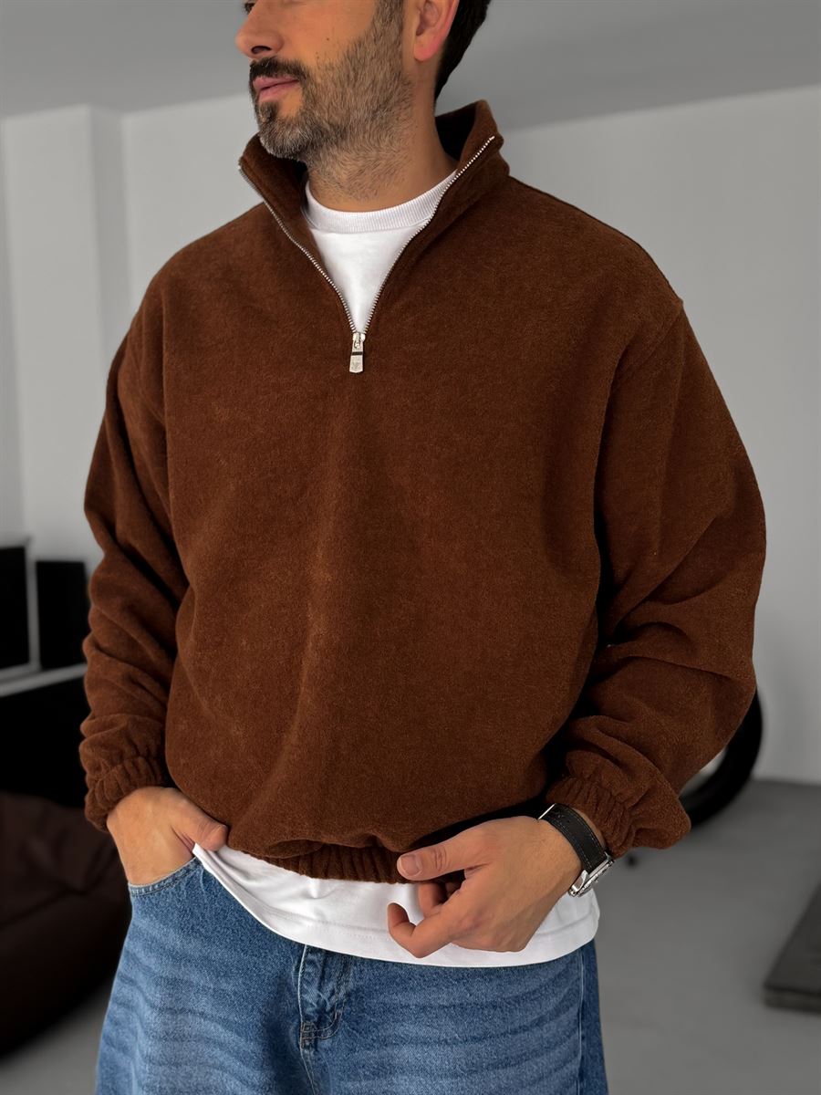 Half-Zip Plush Sweatshirt