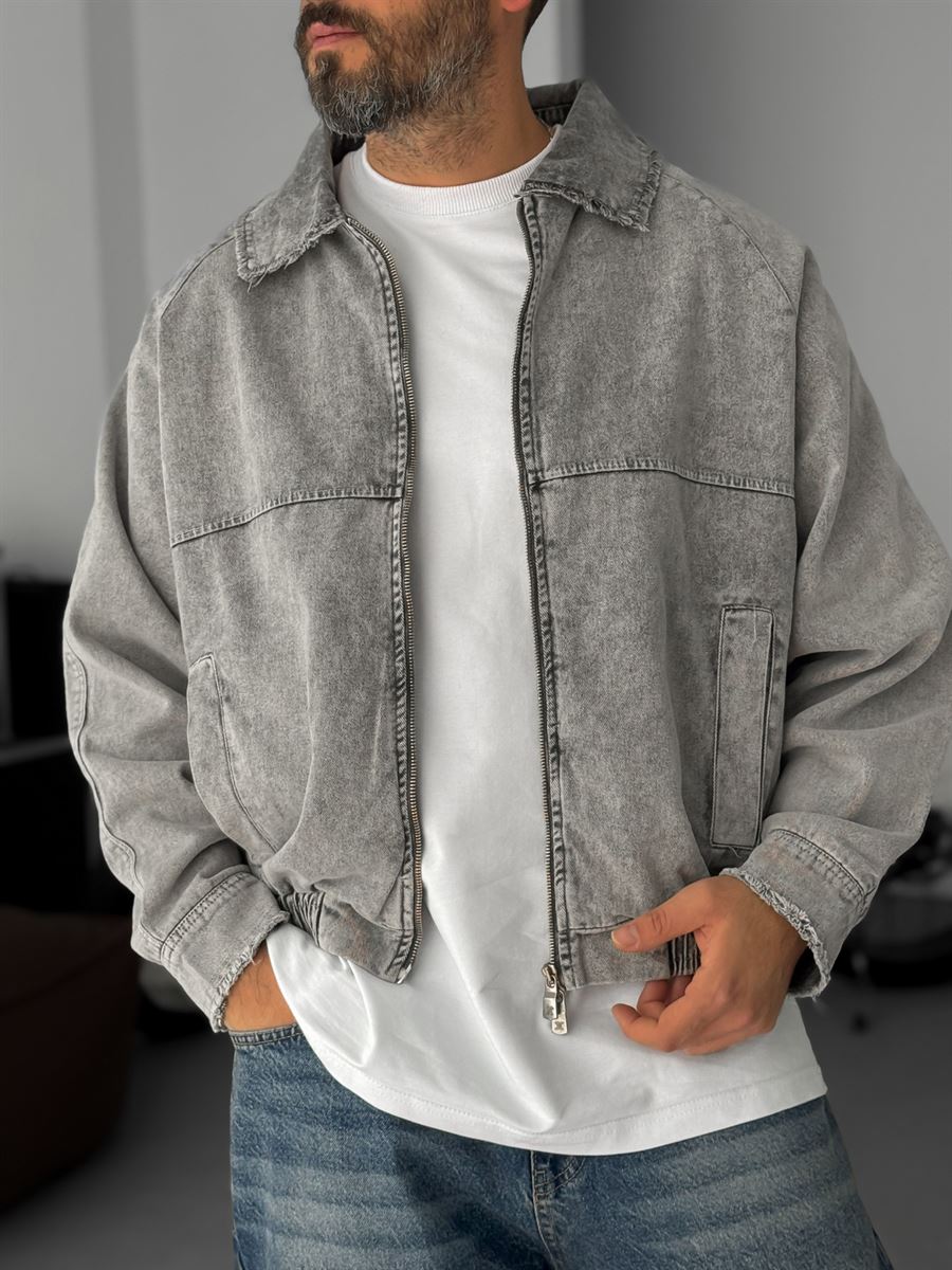 Cut-Away Collar Zipped Jacket